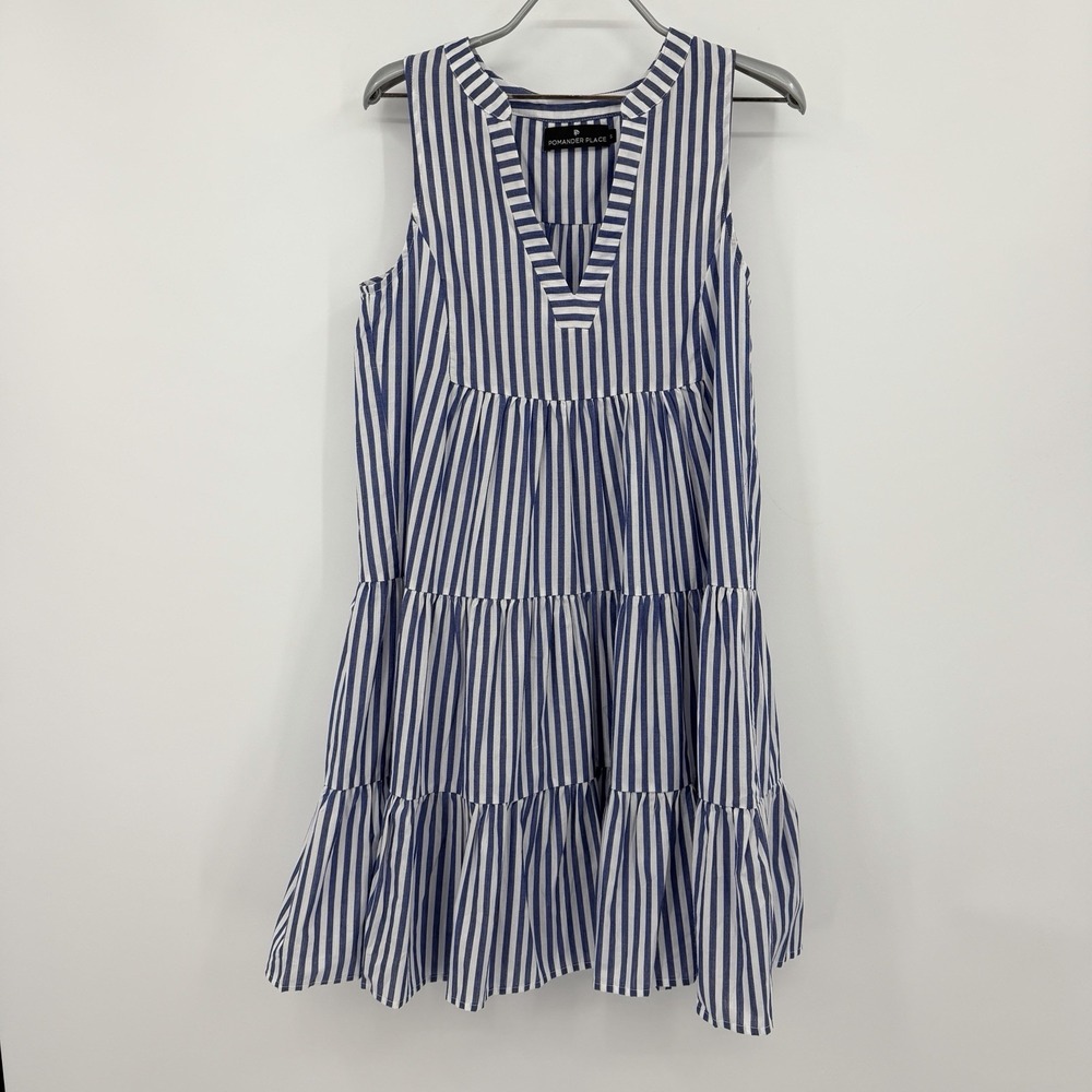 Pomander Place by Tuckernuck Blue White Stripe Sleeveless Cotton Kenzo Dress S